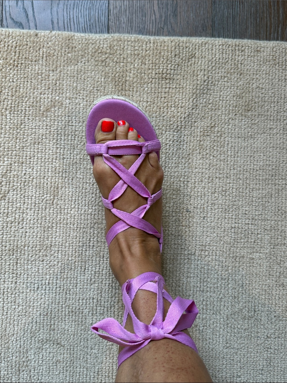 Stuart Weitzman Pink Lace-Up Espadrilles
